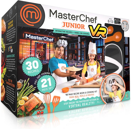 Abacus Brands VR MasterChef Junior - Virtual Reality Kids Cookbook and Interactive Food Science STEM Learning Activity Set (Full Version - Includes Goggles) - for Ages 8 and Up [Packaging May Vary]