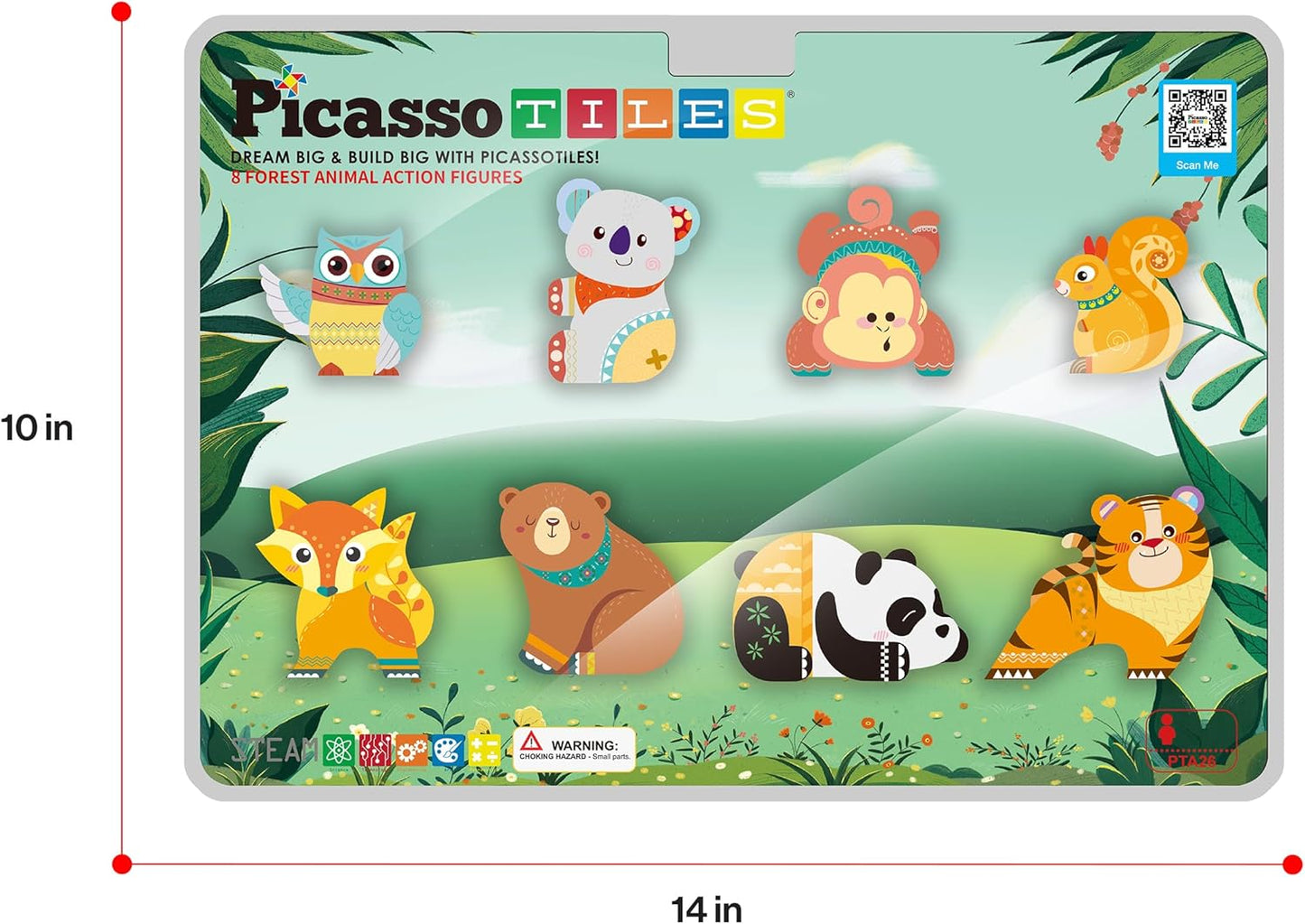 PicassoTiles Magnetic Tile Building Blocks Add On 8 Magnetized Action Figures Construction Vehicles & Zoo Animal Theme Compatible with Magnet Tiles Sets STEM Learning Toy for Boys & Girls Age 3+ PTA21