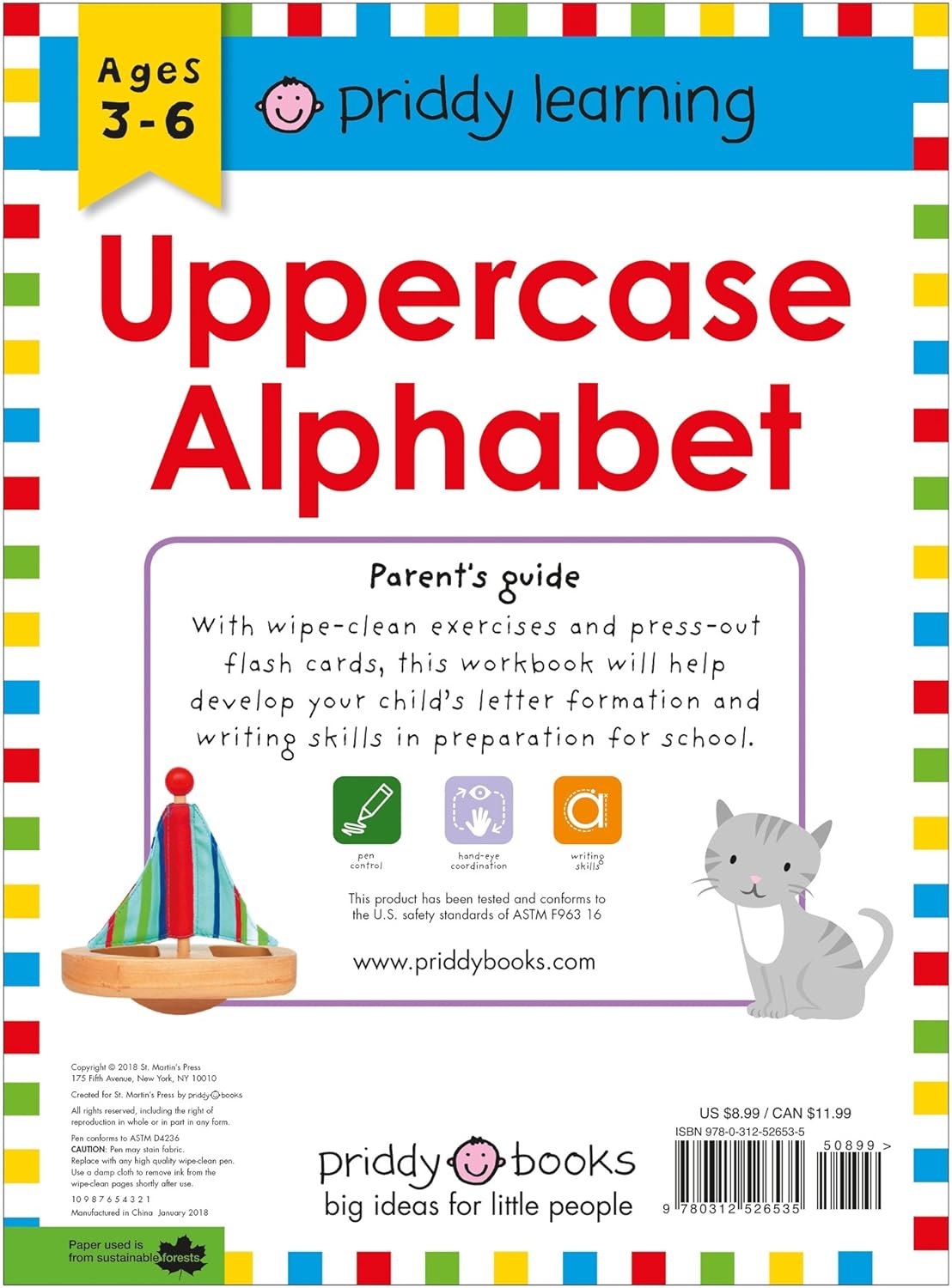 Wipe Clean Workbook: Uppercase Alphabet (enclosed spiral binding): Ages 3-6; wipe-clean with pen & flash cards (Wipe Clean Learning Books)