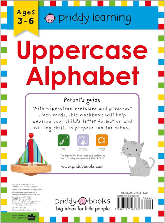Wipe Clean Workbook: Uppercase Alphabet (enclosed spiral binding): Ages 3-6; wipe-clean with pen & flash cards (Wipe Clean Learning Books)