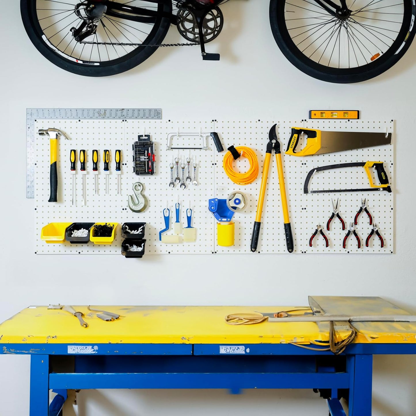 WallPeg Made in USA Pegboard Panels Garage Organization - Wall Storage Kit (PB-2 B) (2) ea - 24" x 16" Peg Board Tool Organizer Panel Set - Garage Organizer Kit