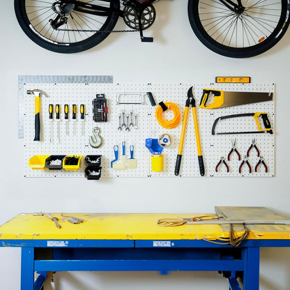 WallPeg Made in USA Pegboard Panels Garage Organization - Wall Storage Kit (PB-2 B) (2) ea - 24" x 16" Peg Board Tool Organizer Panel Set - Garage Organizer Kit