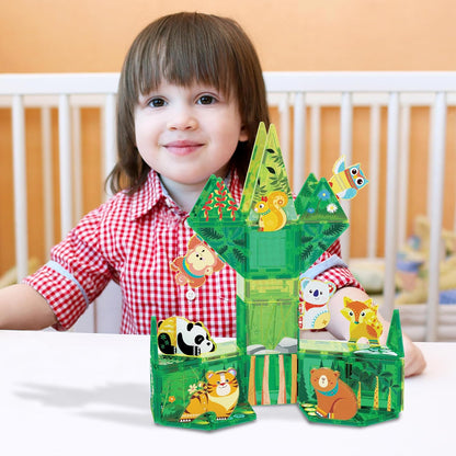 PicassoTiles Magnetic Tile Building Blocks Add On 8 Magnetized Action Figures Construction Vehicles & Zoo Animal Theme Compatible with Magnet Tiles Sets STEM Learning Toy for Boys & Girls Age 3+ PTA21
