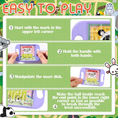 JellyArch 16 Pcs Mini Maze Puzzle Bulk for Kids Hawaii Party Favors Small Maze Cubes Game Educational Handheld Puzzle Travel Games Graduation Classroom Exchange Gift for Student (Animals)