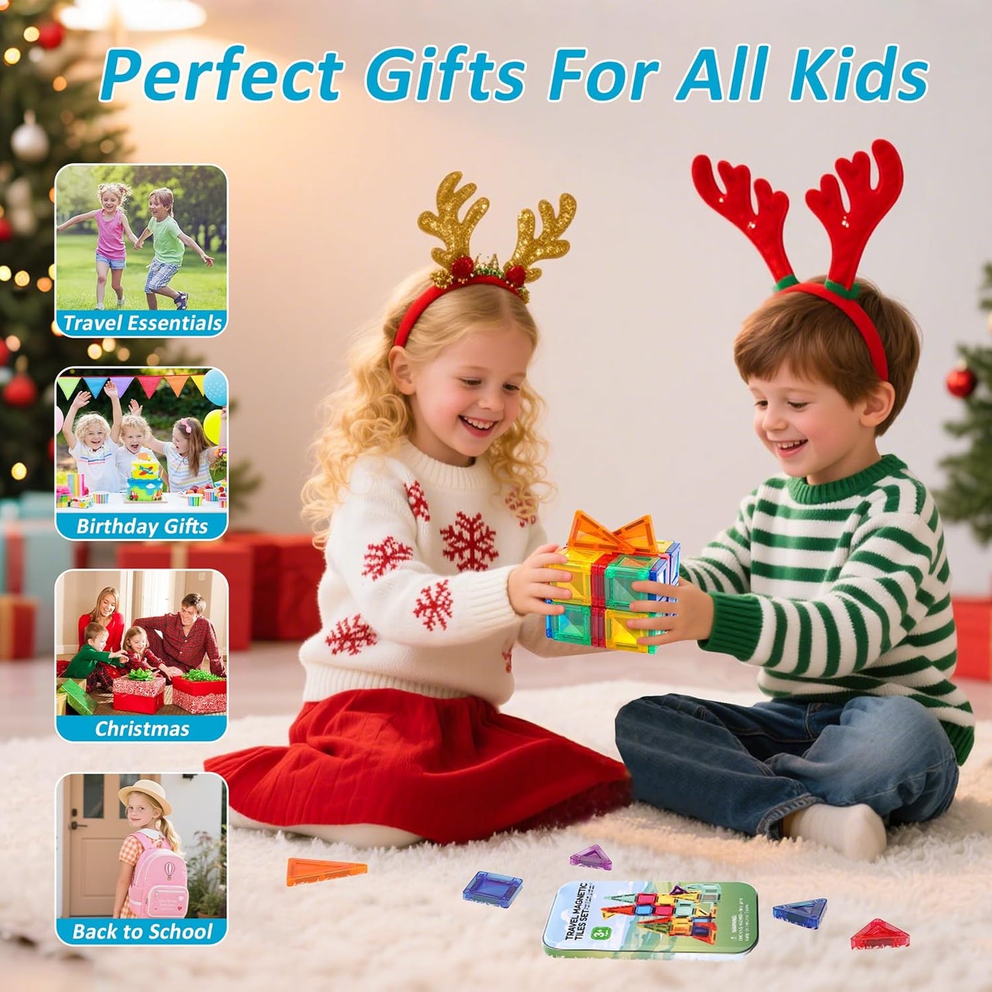 BENOKER Castle Magnetic Tiles, 3D Building Blocks STEM Educational Kids Toys for Pretend Play, 3 4 5 6 7 8 Year Old Birthday Gifts for Boys and Girls, Preschool Learning Toys for Christmas