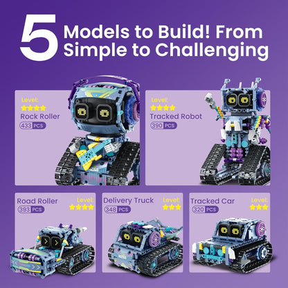 Sillbird Robot Building Kit with Remote Control STEM Gifts for Kids Boys Ages 8-12, Coding Robotic Technic Creative Toys for Birthday - Build 5in1 Model with 469 Pieces
