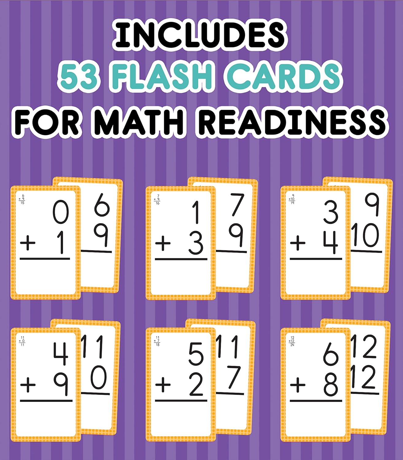 Carson Dellosa 54 Addition Flash Cards, All Facts for Adding Through 12, Flashcards for Ages 6 and Up, Kindergarten Learning Activities and Math Games for Kids 5-7