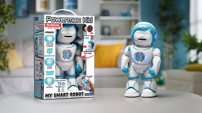 LEXiBOOK, Powerman Neo, My Robot Full of Technology, Remote Control and Gesture Control, Educational Activities in English, Programmable, Music and Dance, Sound and Light Effects, Blue/White, ROB18EN