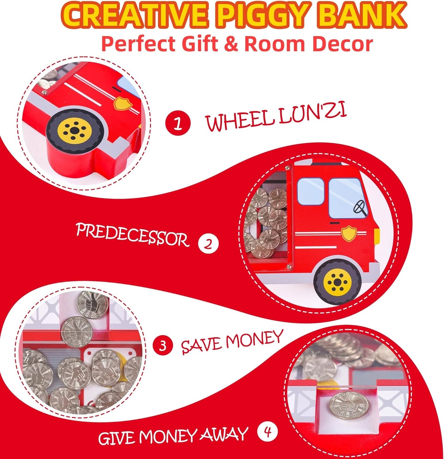 Wooden Globe Piggy Bank for Boys Kids Girls Clear Real Money Coin Bank Toy Toddler Birthday