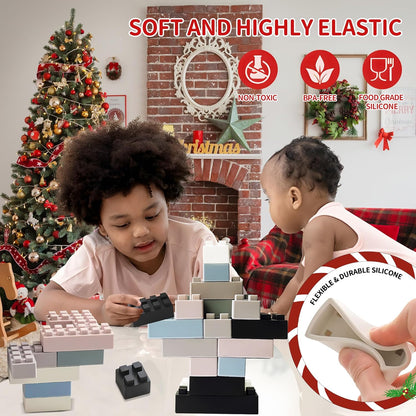 Soft Building Blocks for Toddlers, Large Building Blocks Stacking Blocks for Babies 6 Months and Up Stem Toddler Gifts, Teething Toys, 40 PCS