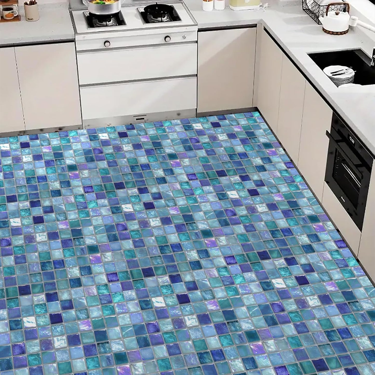 Wall Tiles Peel and Stick 12x12 Inch Ocean Coral Fish Pattern Vinyl Stickers Self Adhesive Tiles for Kitchen Bathroom Shower Laundry Room Aquarium Theme Home Renovation DIY Decor