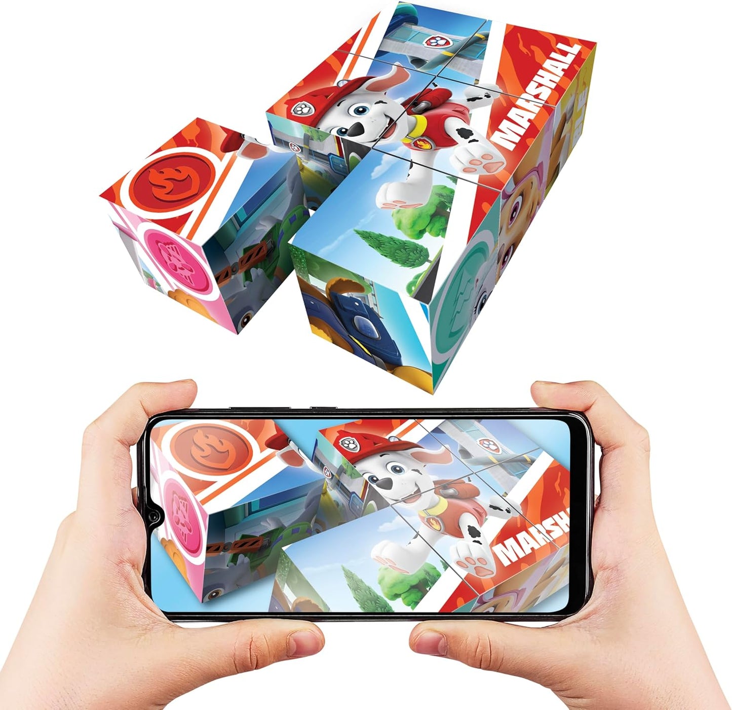 Abacus Brands Holotoyz Paw Patrol AR Puzzle Cubez - Magic Augmented Reality Hologram Puzzles Come to Life with Smart Phone - 4D Learning Play for Kids