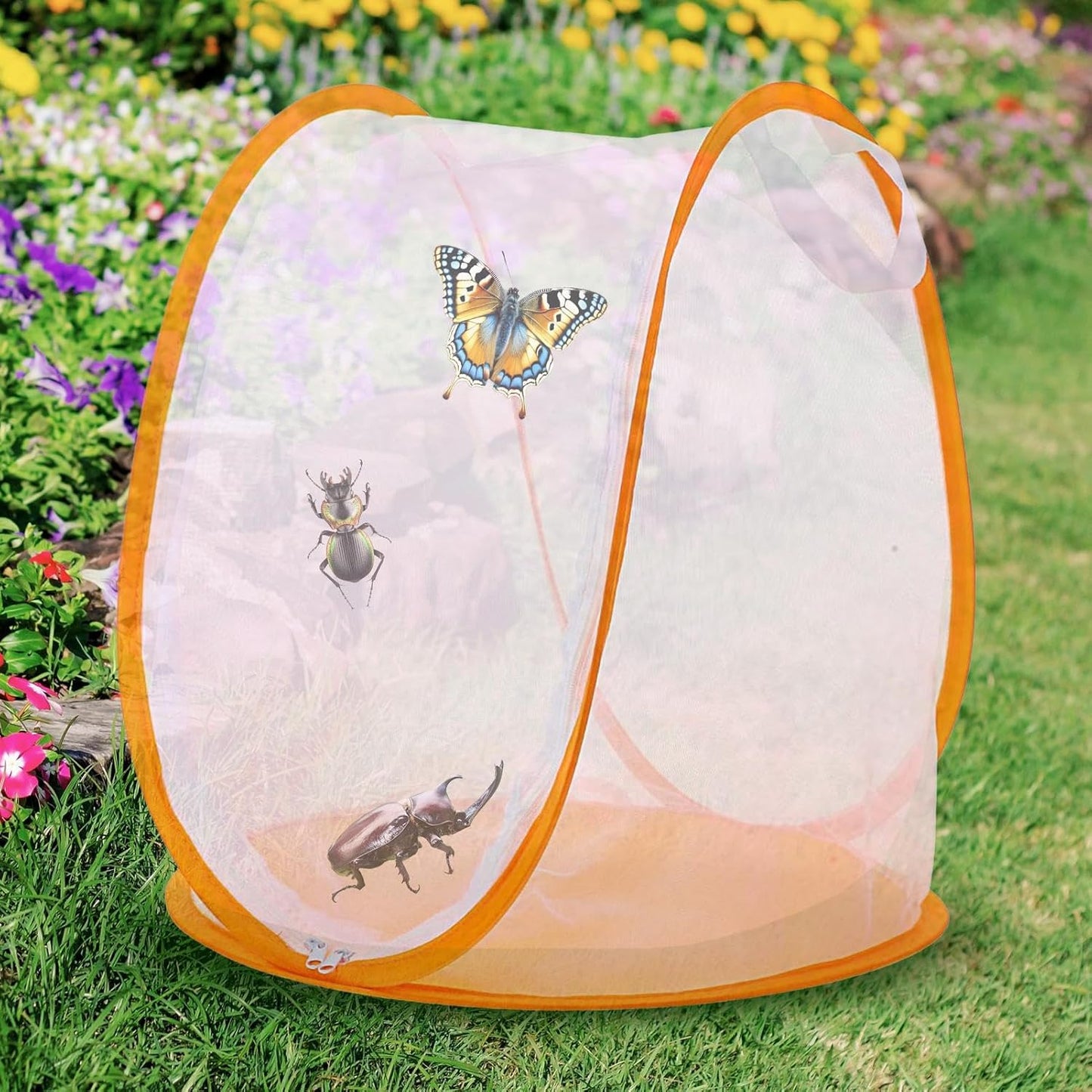 Kids Butterfly Cage - Lightweight Animal Feeder | 33x37cm Zipper Small Butterfly Net Cage, Catching Animal Feeder Educational Toys Growing Breeding House with Zipper for Children Boys Girls