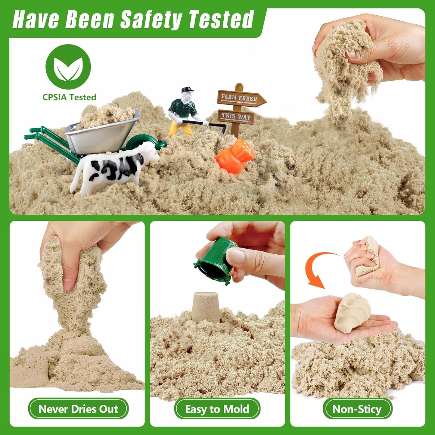 Aliex Farm Sensory Bin, Farm Sensory Kits Toy with 2.2lbs Play Sand, 31pcs Animals Trucks Creativity Magic Sand Box with Lid, Christmas Birthday Gift for Boys Kids Toddlers Ages 3 4 5 6 7 8