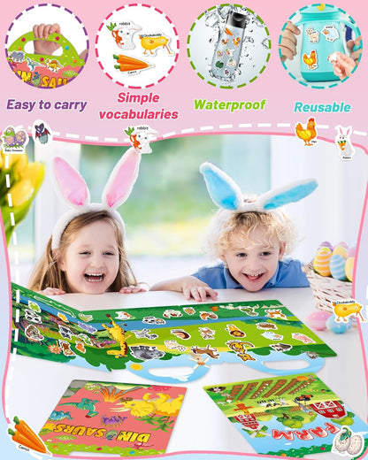 Halloween Sticker Books for Kids, Reusable Sticker Books for Toddlers, Halloween Travel Toys Acticities Crafts Birthday Gifts for Boys Girls Kids