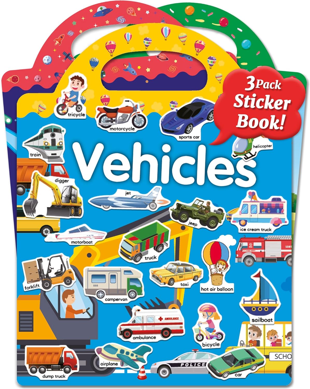 Benresive Reusable Sticker Book for Toddlers, Stickers for Kids, Travel Toys for Arts & Crafts Activities, Birthday Gift for Boys & Girls, Animals Dinosaurs Insects Themes