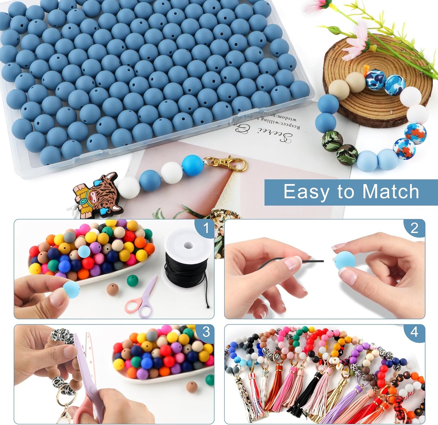 65Pcs 19mm Silicone Beads for Keychain Making Bracelet Necklace, Bulk Round Silicone Beads for Pens（Christmas Green） - Colors A