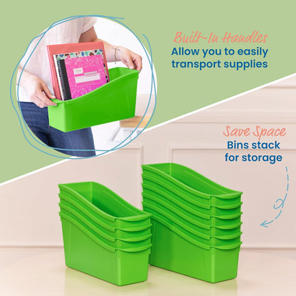 ECR4Kids Linking Plastic Storage Book Bin, Multipurpose Organization, Neon Purple, 10-Piece