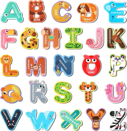 Magnetic Letters, 26 Animal Alphabet Magnets, Fun Preschool Learning Toy, Large Fridge Magnets for Spelling Games, Ideal Educational Gift for Toddlers (Uppercase Letter)