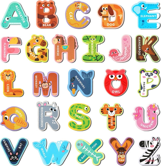 Magnetic Letters, 26 Animal Alphabet Magnets, Fun Preschool Learning Toy, Large Fridge Magnets for Spelling Games, Ideal Educational Gift for Toddlers (Uppercase Letter)