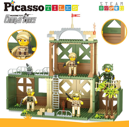 PicassoTiles 333pcs Magnetic Brick Tile and Magnetic Tile Combo Set, Action Figures included, Building Blocks STEM Toys, Educational Montessori Preschool Toddler classroom learning toys, Kids activity