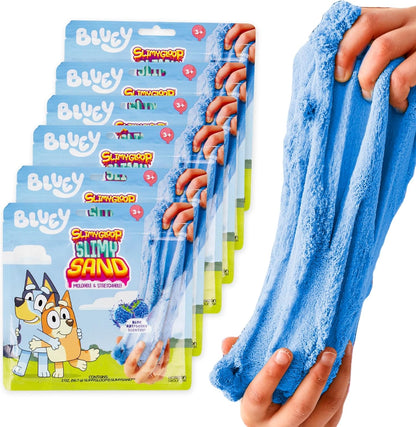 Horizon Group USA Bluey SLIMYGLOOP Slimy Sand Mold & Play Creations, 8-Piece Playset, 3 Scented Colors, Sensory Activity for Kids Ages 3, 4, 5, 6, 7, 8, Multi, Medium
