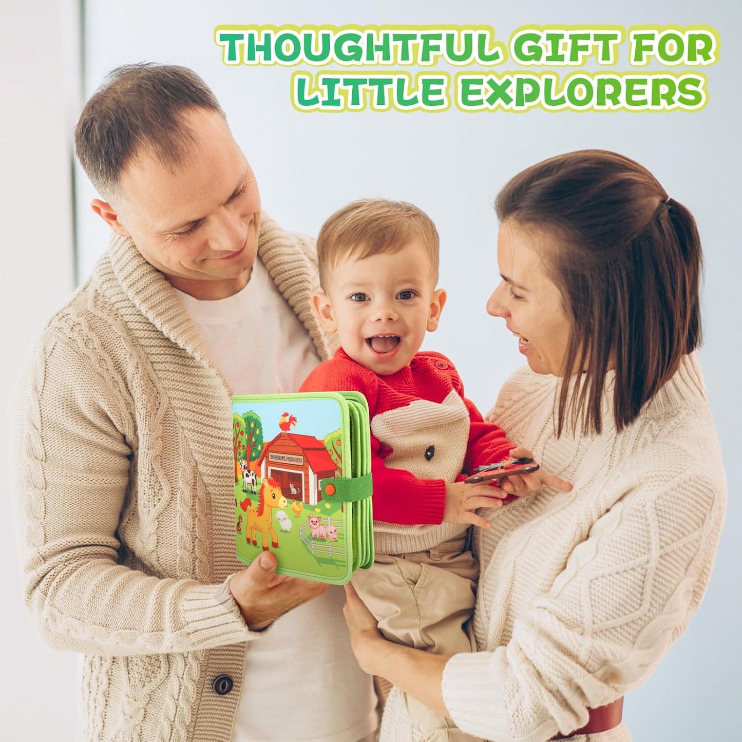 Busy Book for Toddlers 1-3, 25 in 1 Farm Busy Board Montessori Toys for Travel, Birthday Gifts for Boys and Girls, Learning Activity Book for Fine Motor Skills