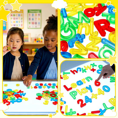 67 Pcs Plastic Practice Set Transparent Letters and Numbers Include Uppercase Letters Lowercase Letters and Numbers Colorful Plastic Letters and Numbers for Kids Counting and Spelling, Ages 3+