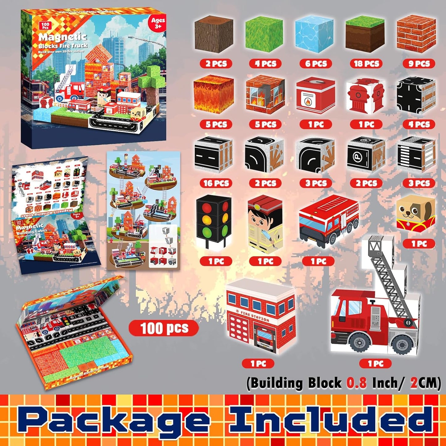 Goody King Magnetic Blocks |100PCS Magnetic Building Blocks Magic‘s House Magnetic Cube,Magnetic Blocks for Kids Ages 3-10,STEM Montessori Stacking Toy, Sensory Tiles Building Birthday for Toddlers