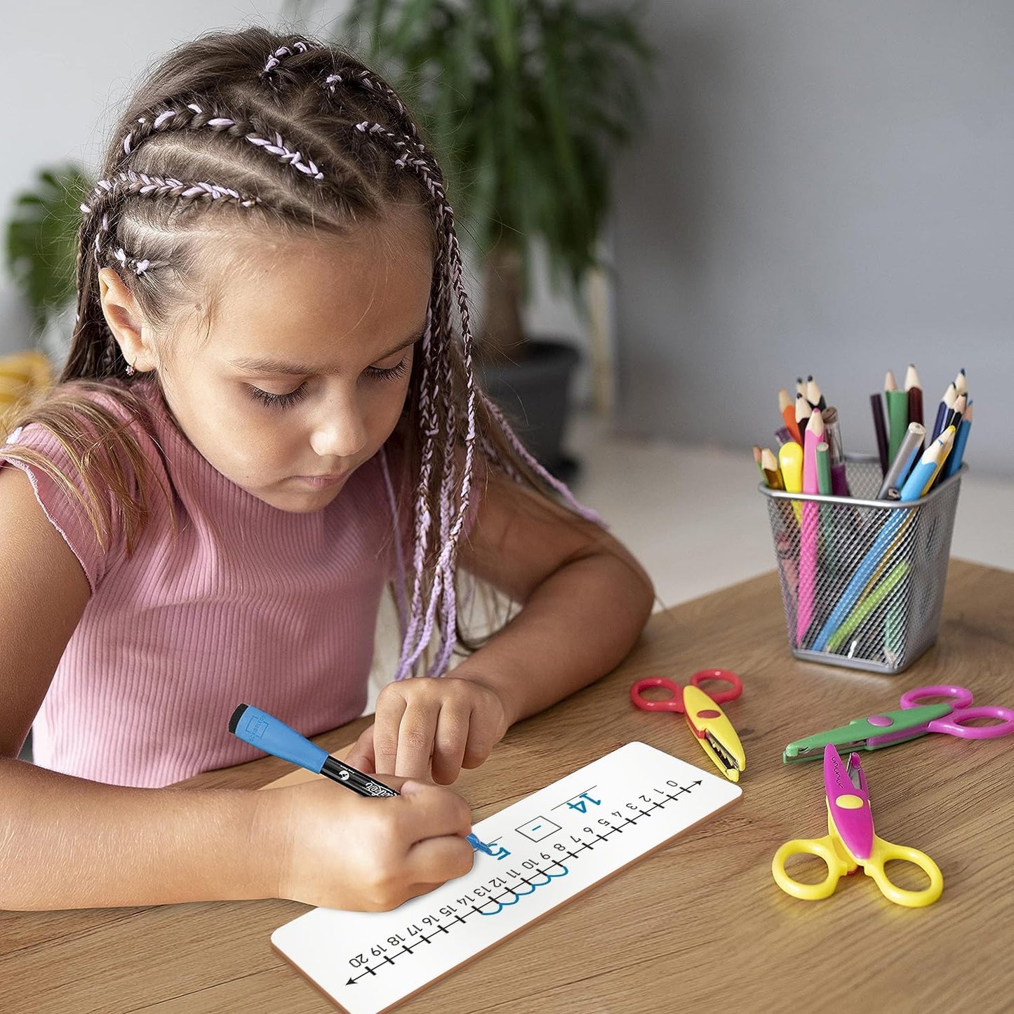 SCRIBBLEDO Negative Number Line Board 4”x12” Inch Lapboard Double Sided White Board Featuring -10 Through +10 Number Line & 0-20 Dry Erase Students Desk Whiteboard Math Manipulatives