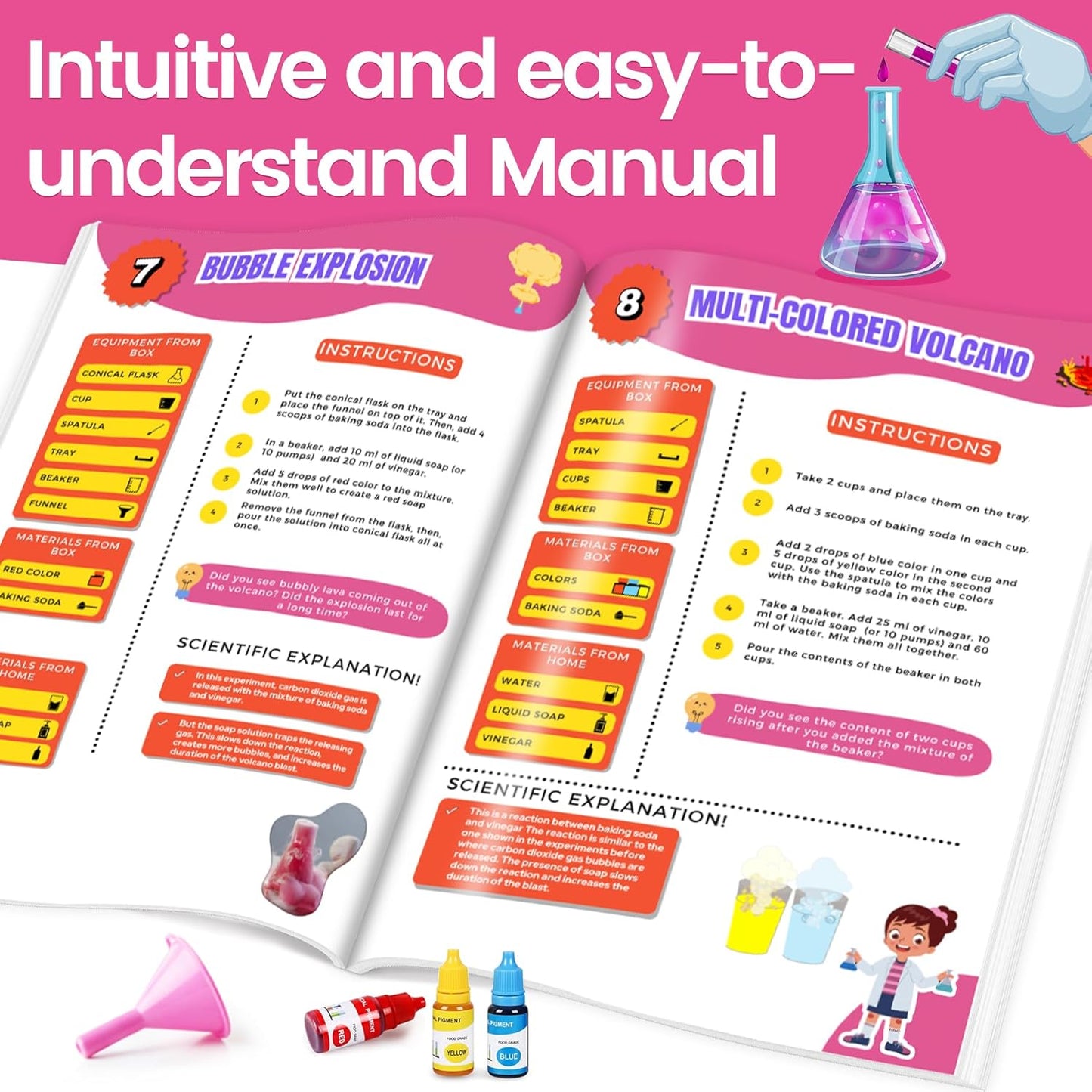 Girls Science Kit for Kids 8-12, 250+ Science Experiments Stem Toy Learning & Educational Projects with Chemistry Set, Crystal Growing, Volcano Science Kit