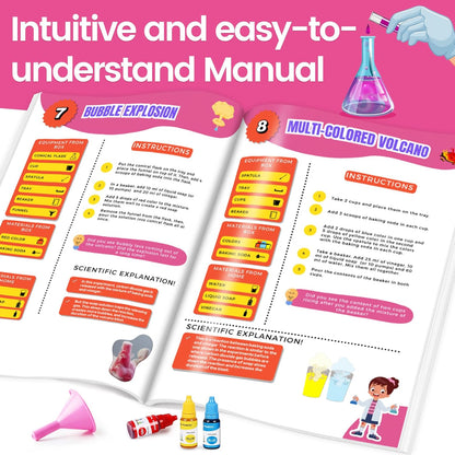 Girls Science Kit for Kids 8-12, 250+ Science Experiments Stem Toy Learning & Educational Projects with Chemistry Set, Crystal Growing, Volcano Science Kit