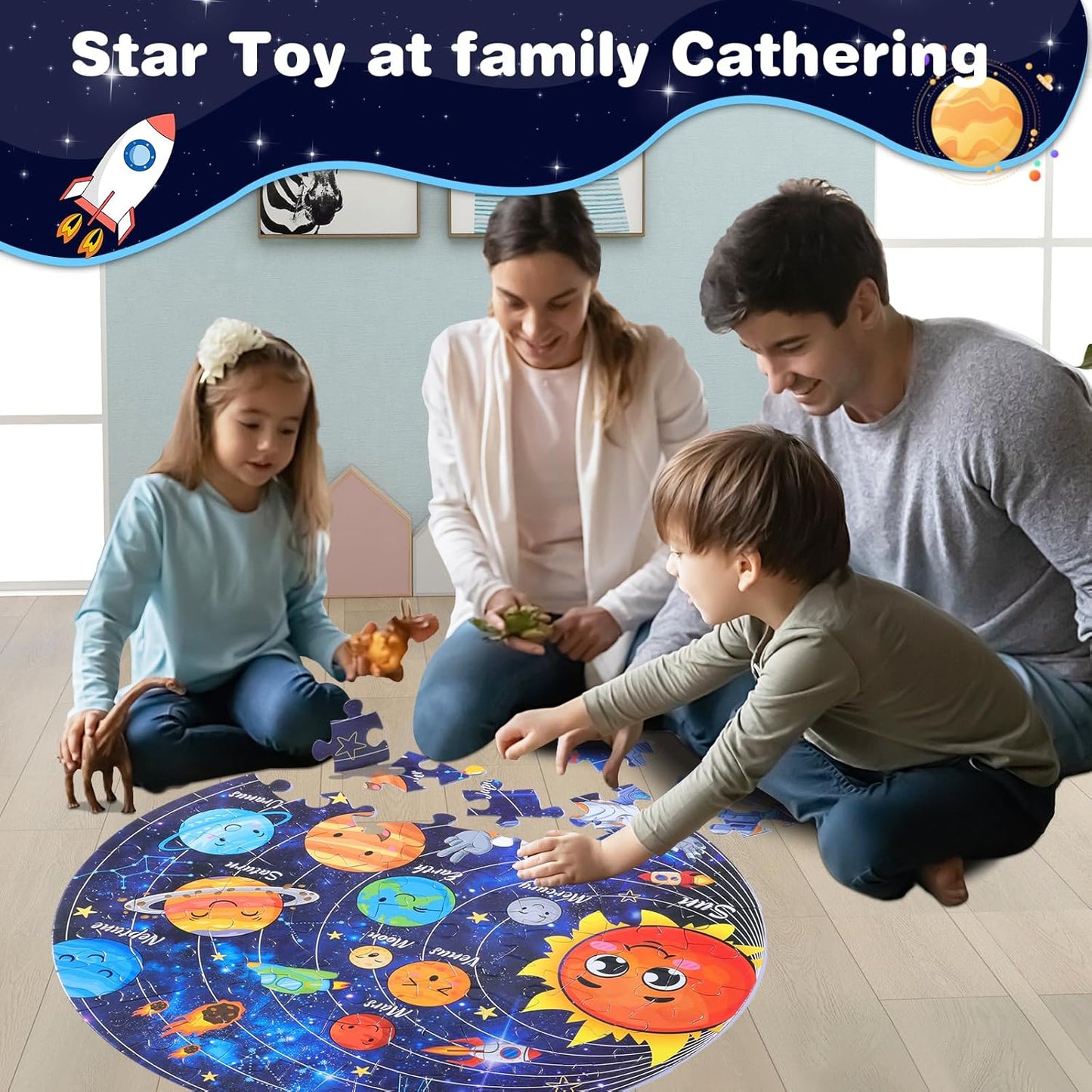 Civaner 70 Pieces Floor Puzzles Round Large Puzzles for Kids Ages 3-5 5-8 Jumbo Jigsaw Puzzle Educational Gifts for Toddlers Girls Boys Baby Shower Holiday Birthday(Unicorn)