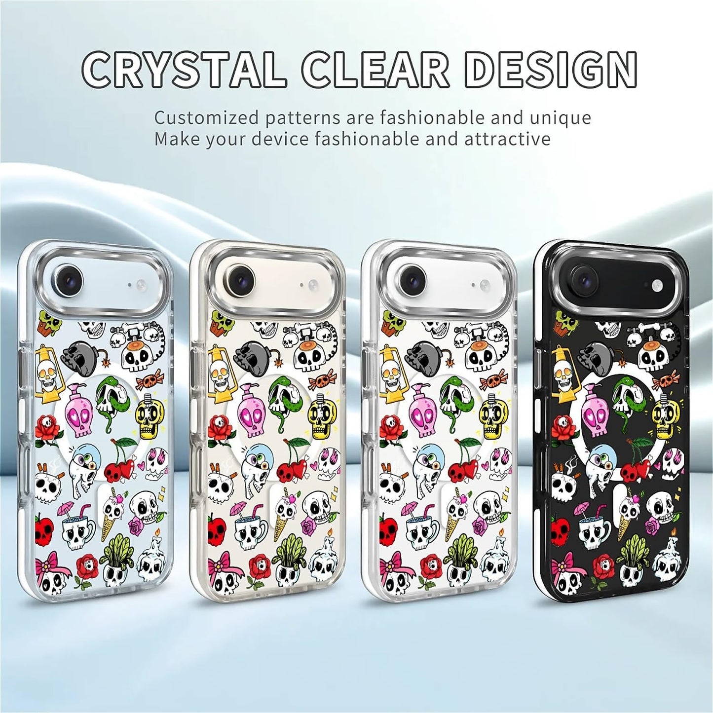 for iPhone 17 Pro Max Case [Compatible with Magsafe],Girls Women Clear Magnetic Case Silicone Shockproof Protective Cover with Pattern Colorful Motivational Letters