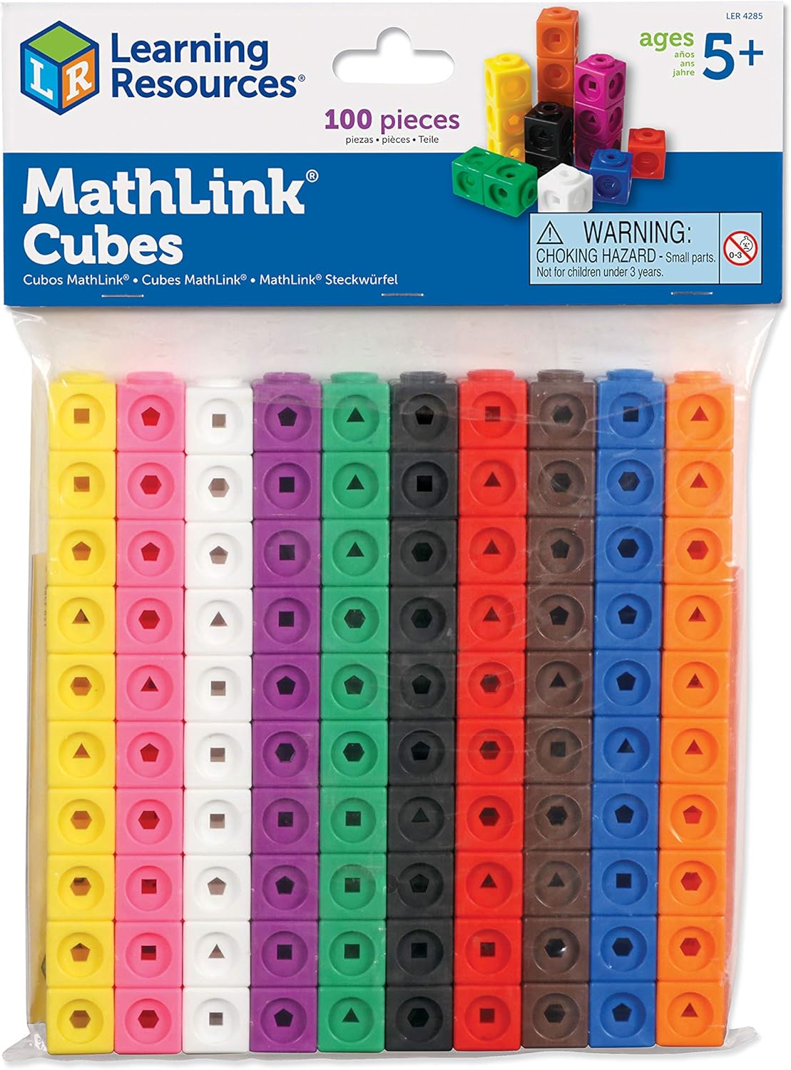 Learning Resources Brights Base Ten Classroom Set, 20-25 Students, 823 Piece Set, Ages 6+ & MathLink Cubes - Set of 100 Cubes, Ages 5+, Kindergarten STEM Activities, Math Manipulatives and Counters