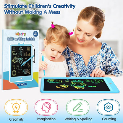 MindPal 10 Inch Drawing Tablet, LCD Writing Tablet for Kids, Colorful Doodle Board Toddler Drawing Pad, Educational Learning & Travel Essential Kid Toy for 3 4 5 6 7 8-Year-Old Girls Boys (Blue)