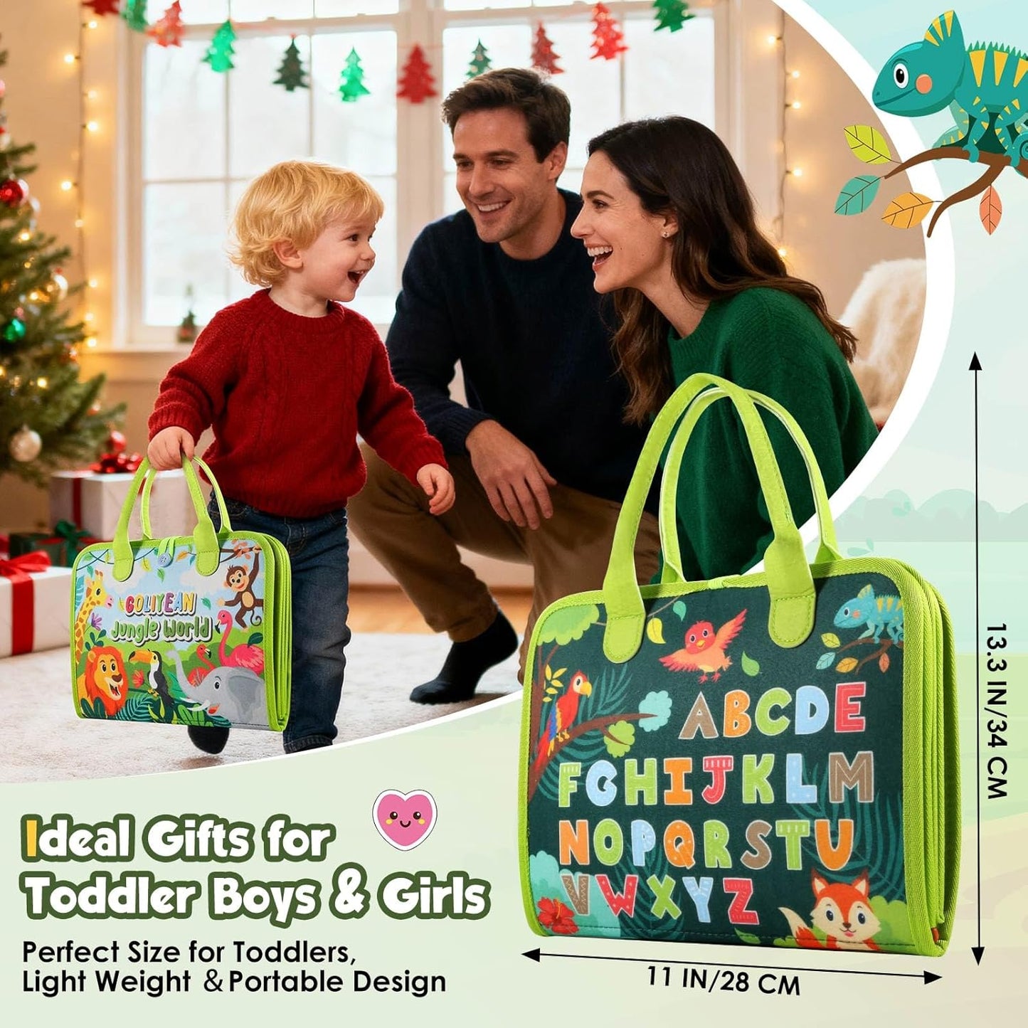 GOLIYEAN Toddler Busy Board - Montessori Toys for Toddler Boy Girl Birthday Gifts, Educational Learning Sensory Busy Book for Toddlers, Quiet Activity Books for Toddlers, Travel Toys for Airplane Car