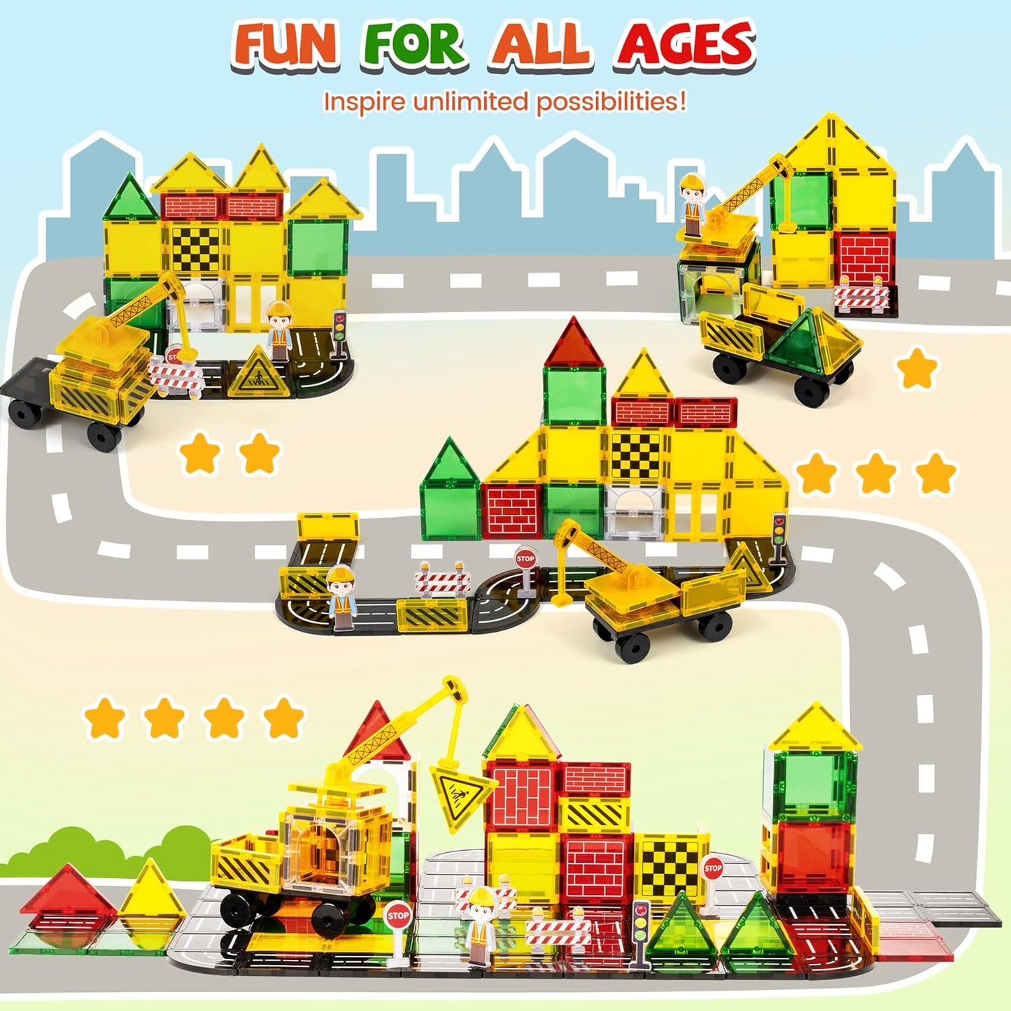 cossy Magnetic Tiles Space Set, Magnet Tiles with Astronaut, Magnetic Tiles for Kids Ages 4-8, STEM Toys, Toys for 3 4 5 6 7 8 Year Old Boy and Girl, Creative Building Toys, Space