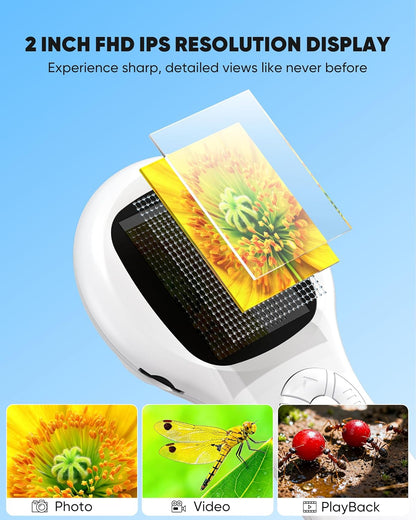Microscope for Kids - Mini Pocket Digital Kids Microscope, Portable Handheld USB 500X Magnifying Glass, 4X Zoom, Christmas Birthday Gifts for Boys Girls Aged 3-12