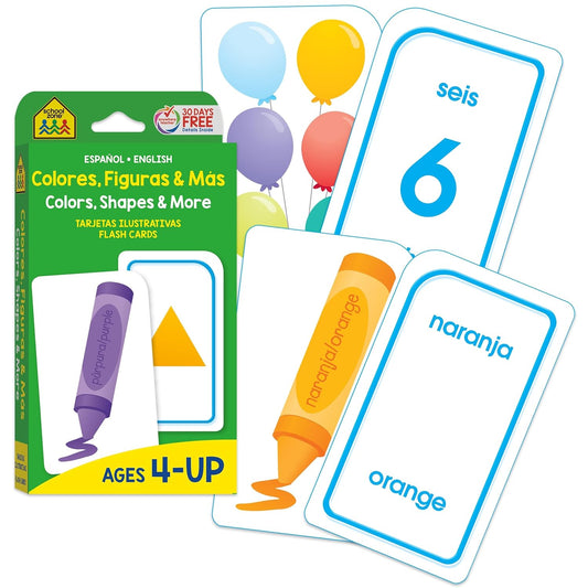 School Zone Preschool Bilingual Spanish/English 2-Pack Flash Cards: 112 Cards, Pre-K, Kindergarten, Tarjetas Ilustratives Español/Inglés, Alphabet, Colors, Shapes, ESL (Spanish Edition)