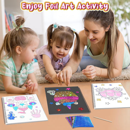 Foil Craft Bugs Butterfly DIY Art Fun Kits Set, No Mess Creative Foil Art Drawing Game for Kids, Birthday Gifts Crafts Supplies Travel Toys for Girls Boys Ages 4-9