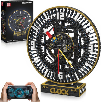 Mould King Cyberpunk Grand Clock Building Blocks Set, 3675+ Pcs Real-Time Clock Model Kit with Mechanical Gears, App Control Electric Building Model Kit, Creative Gift Toys for Adults Teens