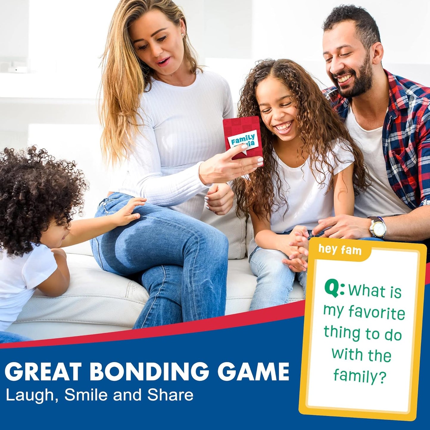 LotFancy Family Trivia Game, Ages 4 and up, Family Games for Kids and Adults, 60 Fun Trivia Cards, Family Conversation Starters for Family Game Night, Party, Travel, Road Trip, Jumbo Size