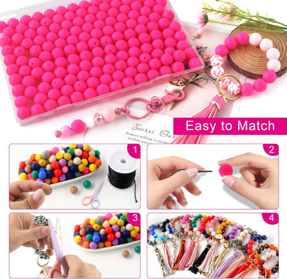 65Pcs 19mm Silicone Beads for Keychain Making Bracelet Necklace, Bulk Round Silicone Beads for Pens（Christmas Green） - Colors B
