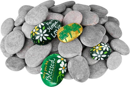 River Rocks for Painting 45 Pcs Large 2-3 Inch Flat Smooth Painting Stones Craft Rock to Paint for Kids Crafts Painting Bulk