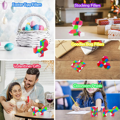Party Favors -30Pcs Fidgets Snake Cube Puzzles Toy for Goodie Bags, Boys Stocking Stuffers, Bulk Fidgets Toy Treasure Box Classroom Prize Birthday Back to School Students Gifts