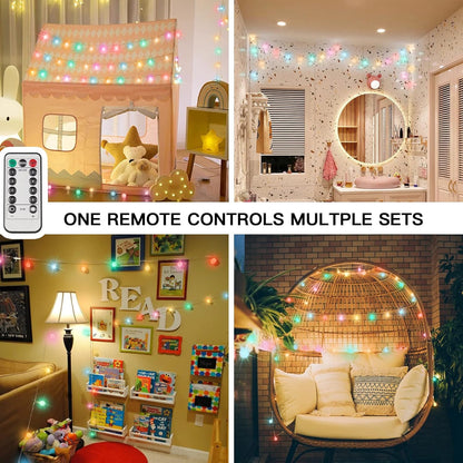 suddus String Lights for Bedroom, 66ft 200 Led Connectable Globe String Lights Indoor, Hanging Fairy Lights Plug in with Remote for Kids Room Dorm Classroom Outdoor Christmas Tree Decor, Warm White