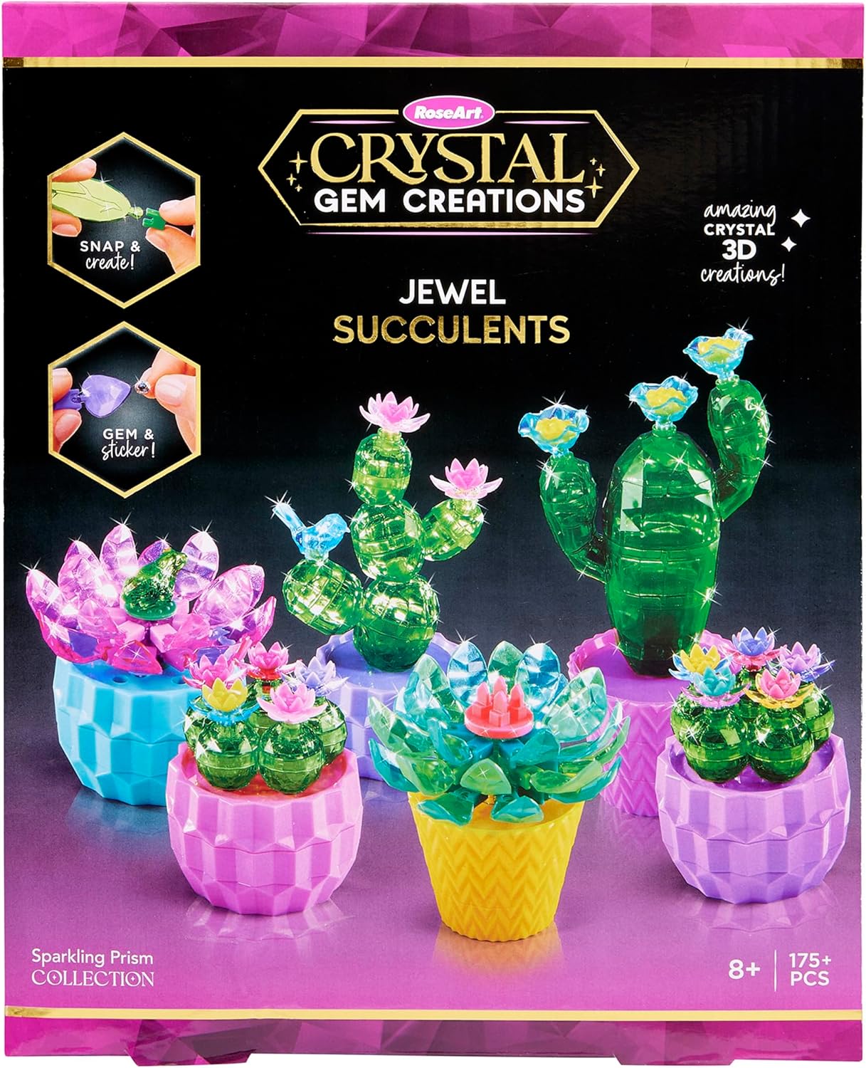 Cra-Z-Art Crystal Gem Creations Jewel Succulents Kit by RoseArt, 175+ Pieces, Great for Adults, Tweens and Children Ages 8+