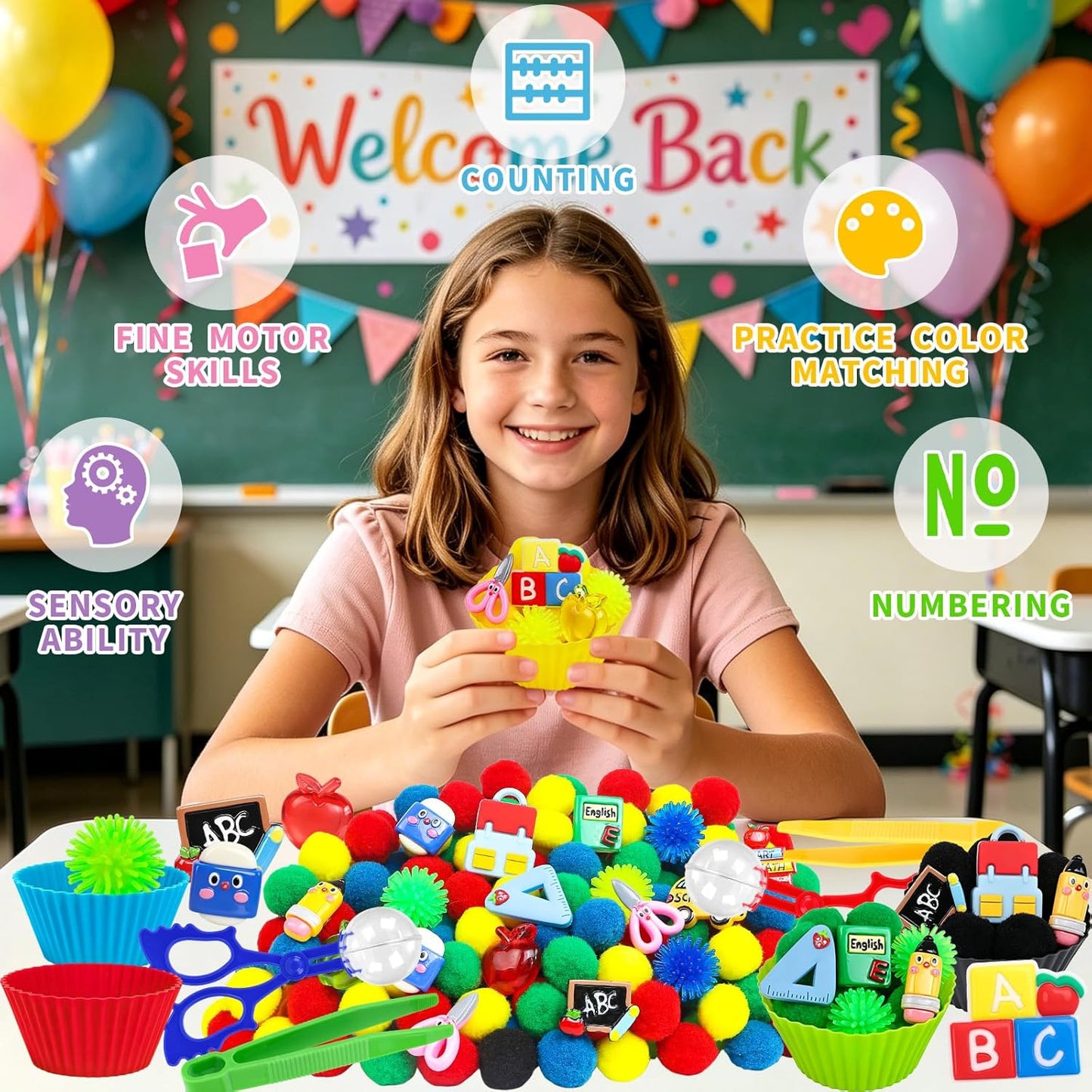 307 Pcs St. Patrick's Day Sensory Bin Filler Shamrock Fine Motor Sensory Bin Items Includes Pom Poms Irish Shamrock St. Patrick's Hat Resin Animals for Counting Sorting Training