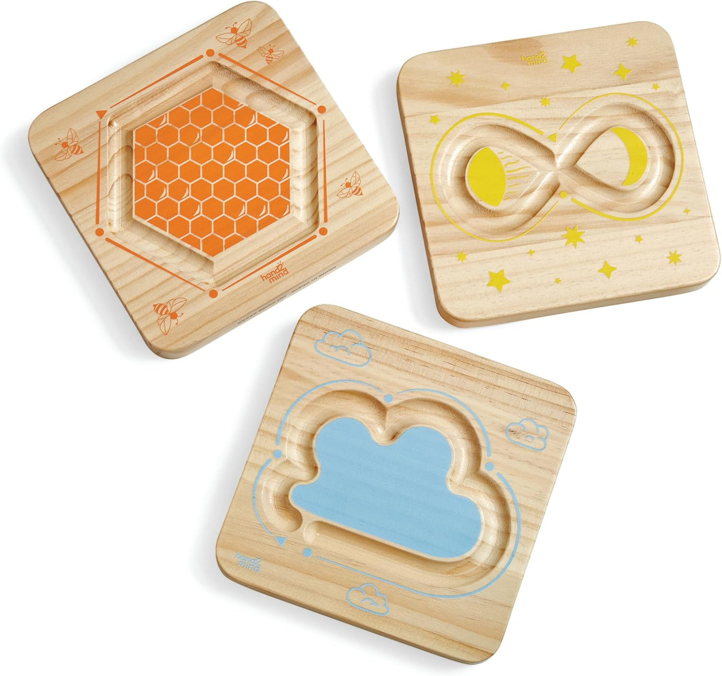 hand2mind Wooden Mindful Maze Set, Tactile Sensory Toys for Toddlers, Calm Down Corner Supplies, Mindfulness for Kids, Occupational Therapy Toys, Quiet Fidgets for Classroom, for Kids